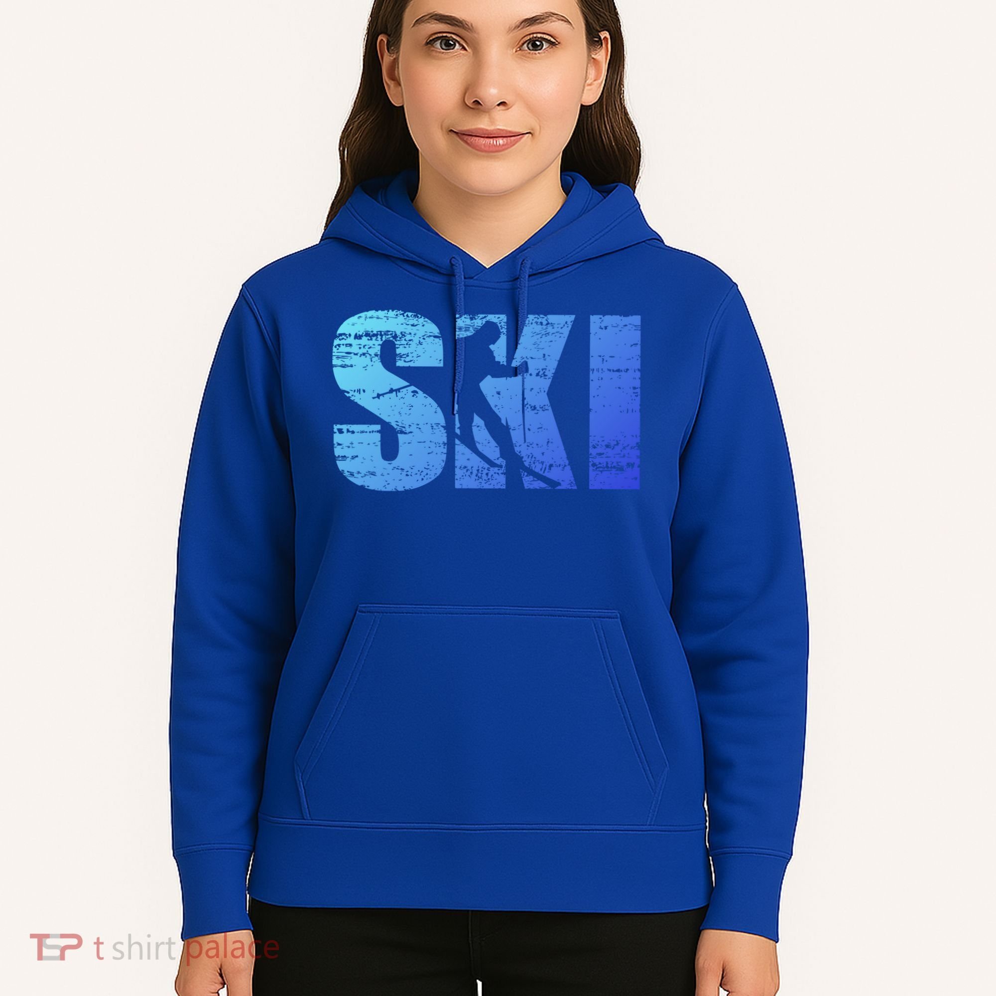 Cool Distressed Skiing Gift For Skiers Hoodie