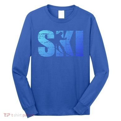 Cool Distressed Skiing Gift For Skiers Long Sleeve Shirt