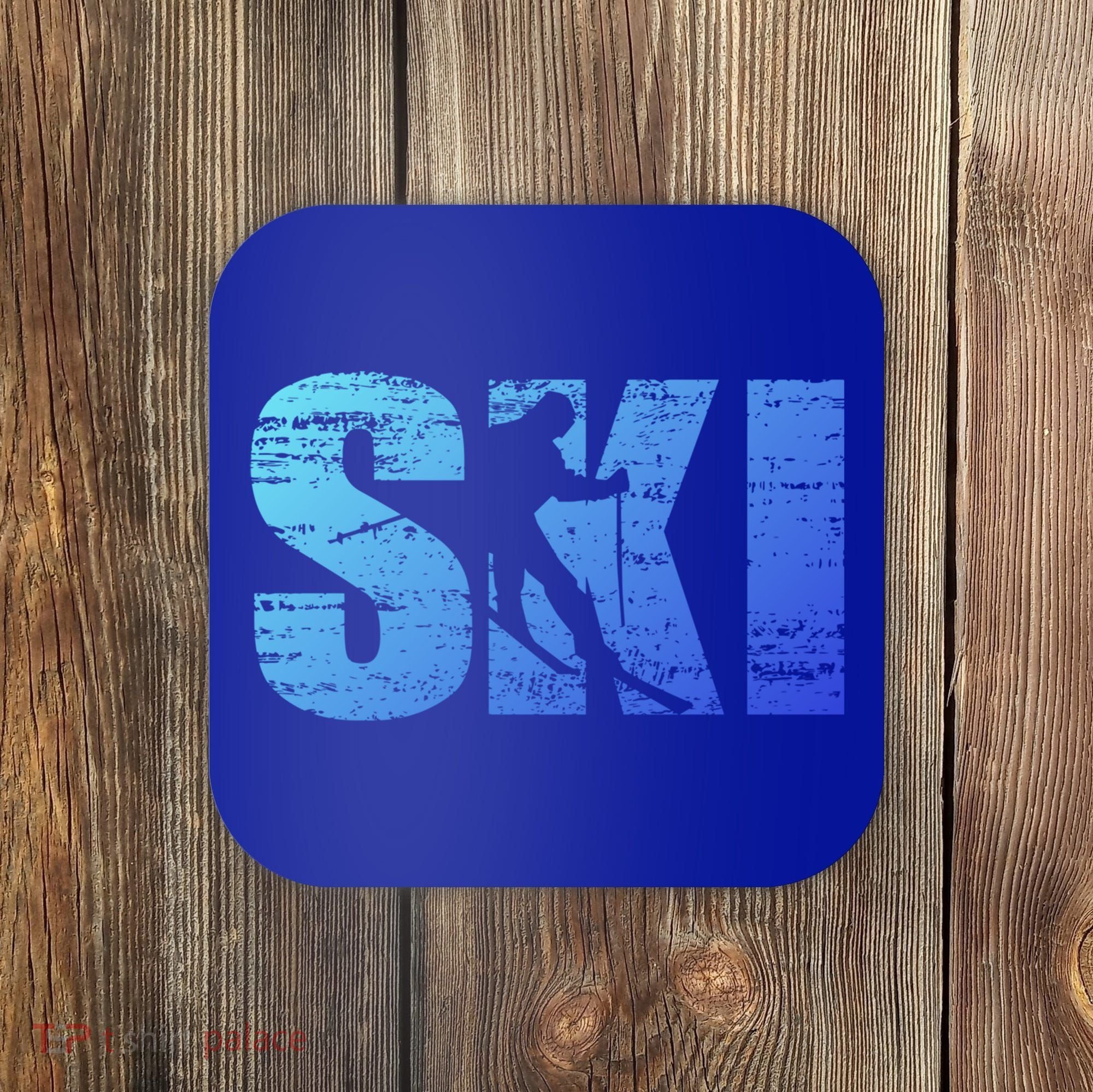 Cool Distressed Skiing Gift For Skiers Coaster