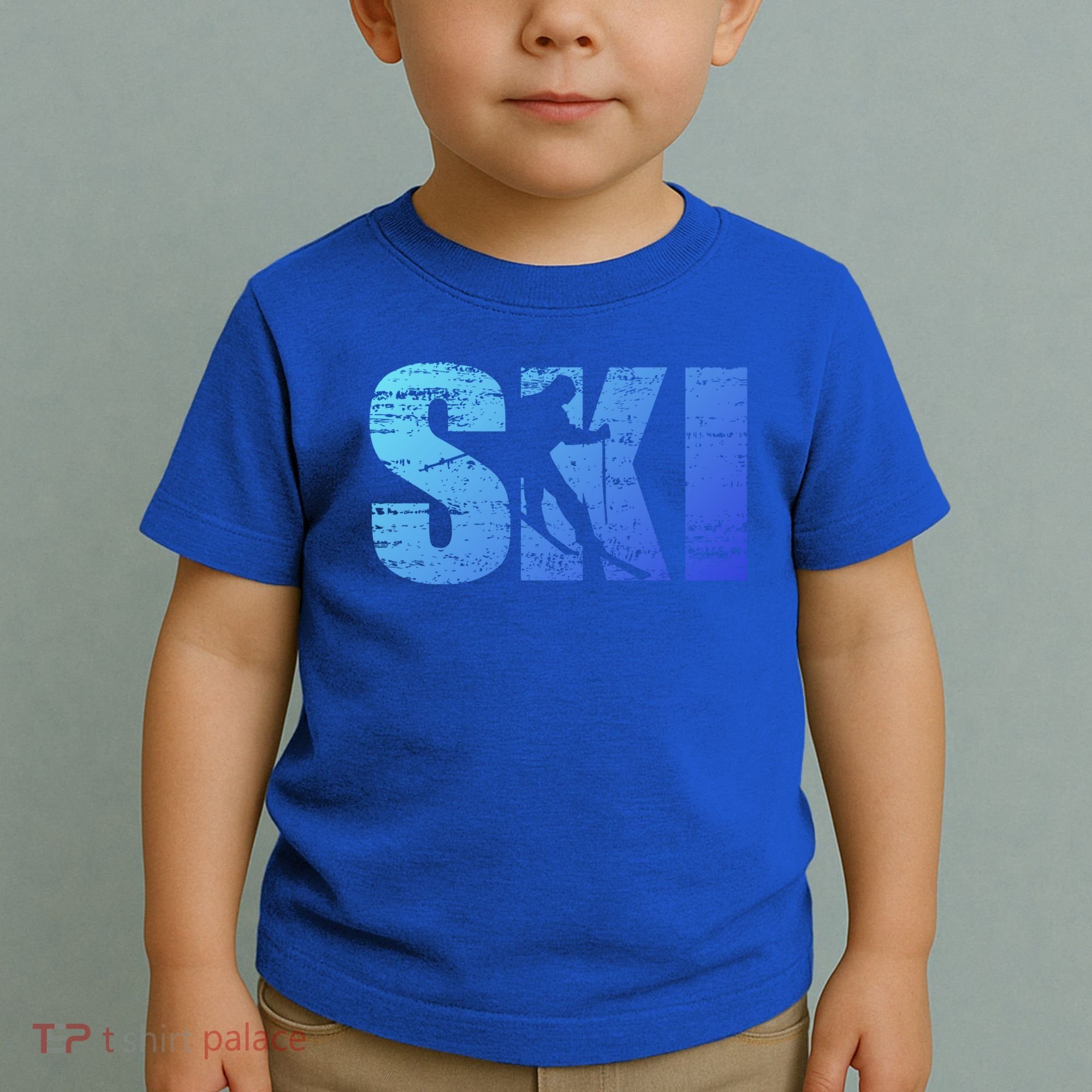 Cool Distressed Skiing Gift For Skiers Toddler T-Shirt