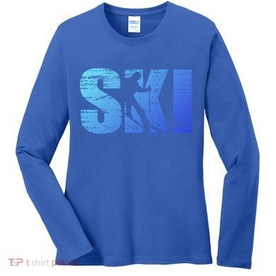 Cool Distressed Skiing Gift For Skiers Women's Long Sleeve Shirt