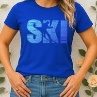 Cool Distressed Skiing Gift For Skiers Women's T-Shirt thumb 2