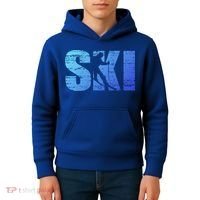 Cool Distressed Skiing Gift For Skiers Kids Hoodie thumb 4