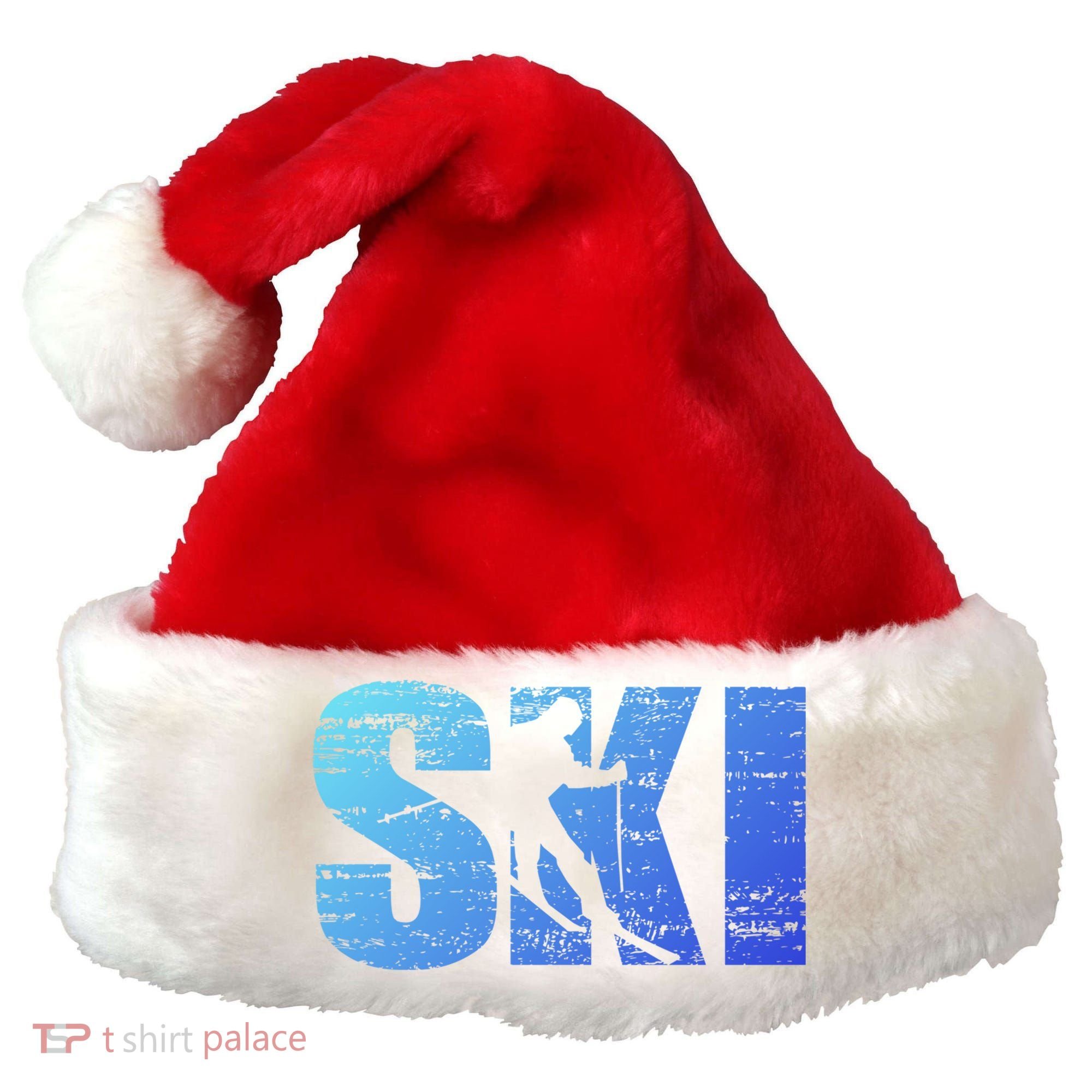 Cool Distressed Skiing Gift For Skiers Santa Hat