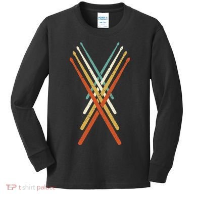 Cool Drumming Sticks Drummer Drums Percussion I Vintage Kids Long Sleeve Shirt