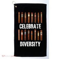 Celebrate Diversity Smoke Cigars Cigar Smoking Golf Towel thumb 0