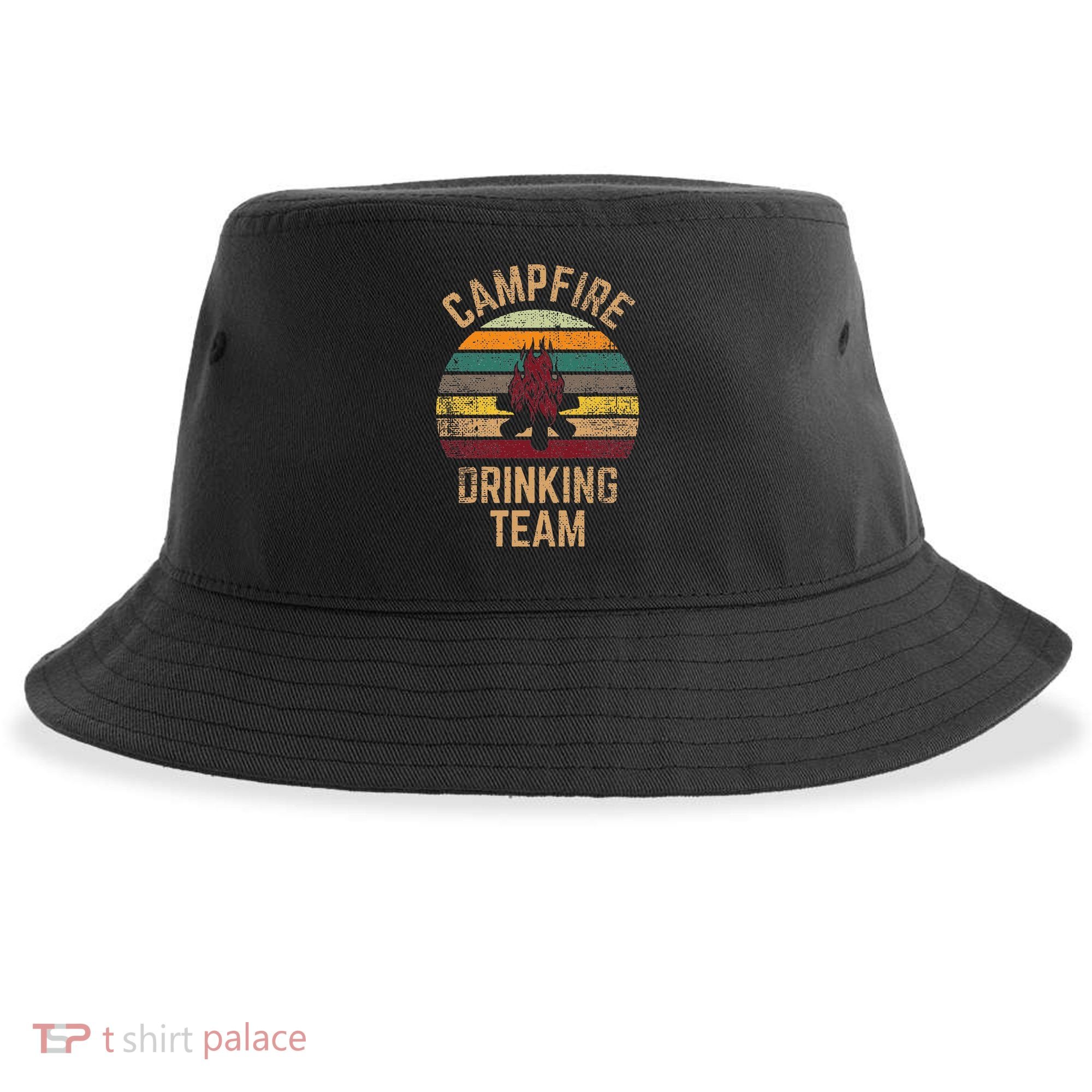 Campfire Drinking Team Beer Alcohol Funny Camping Sustainable Bucket Hat