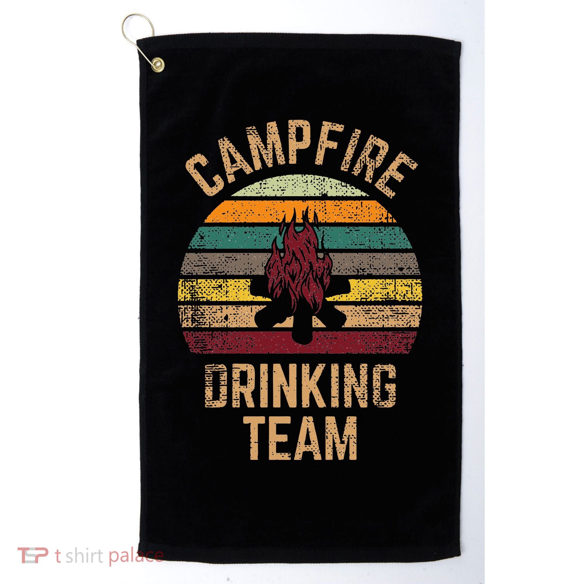 Campfire Drinking Team Beer Alcohol Funny Camping Golf Towel