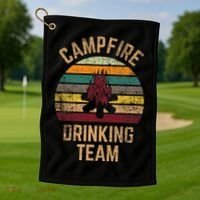 Campfire Drinking Team Beer Alcohol Funny Camping Golf Towel thumb 1
