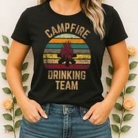 Campfire Drinking Team Beer Alcohol Funny Camping Women's T-Shirt thumb 2
