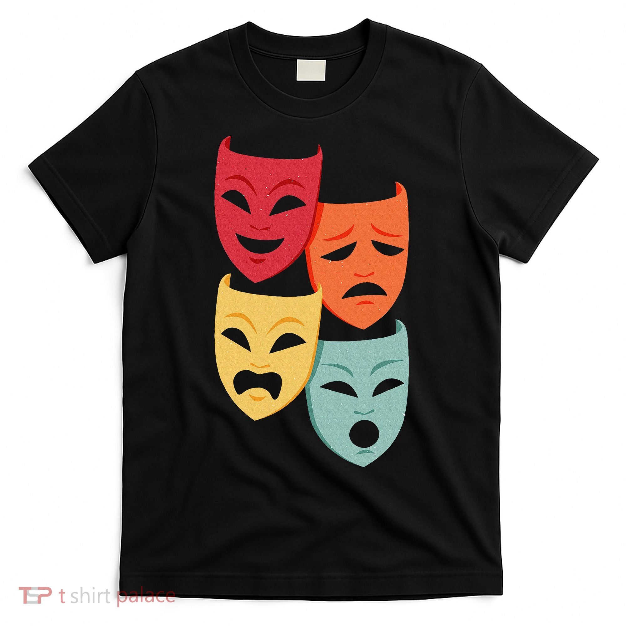 Colorful Drama Theater Comedy Tragedy Masks Actor Novelty T-Shirt