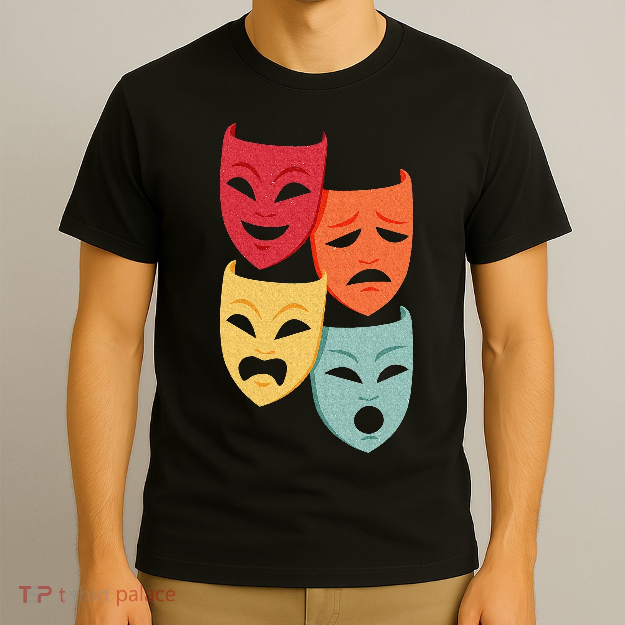 Colorful Drama Theater Comedy Tragedy Masks Actor Novelty T-Shirt
