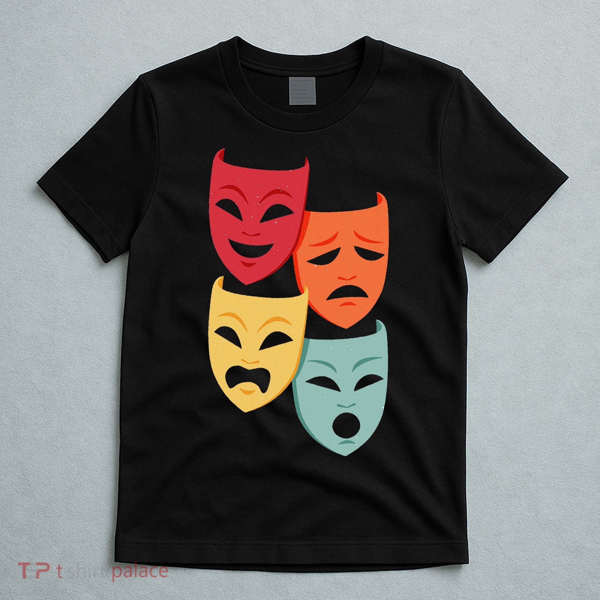 Colorful Drama Theater Comedy Tragedy Masks Actor Novelty T-Shirt