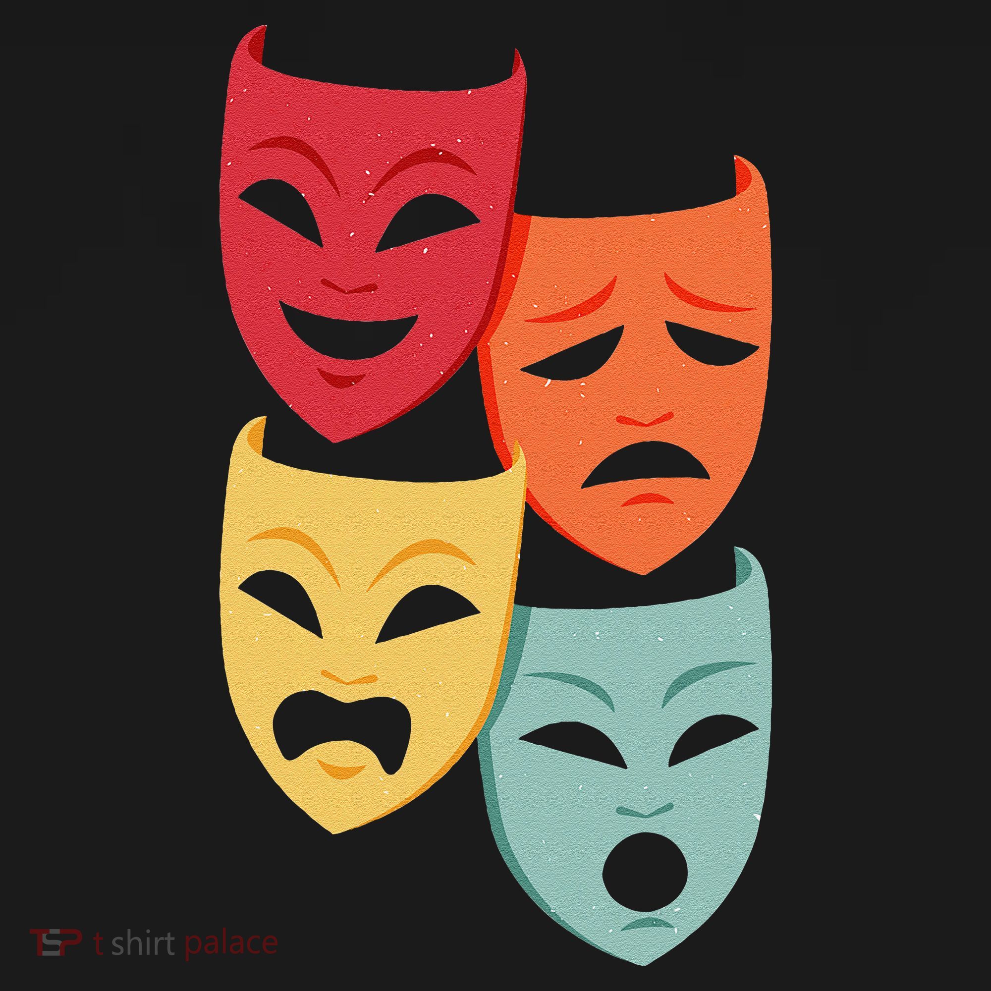 Colorful Drama Theater Comedy Tragedy Masks Actor Novelty T-Shirt