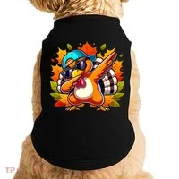 Cute Dabbing Thanksgiving Turkey Fall Vibes Doggie Tank thumb 0