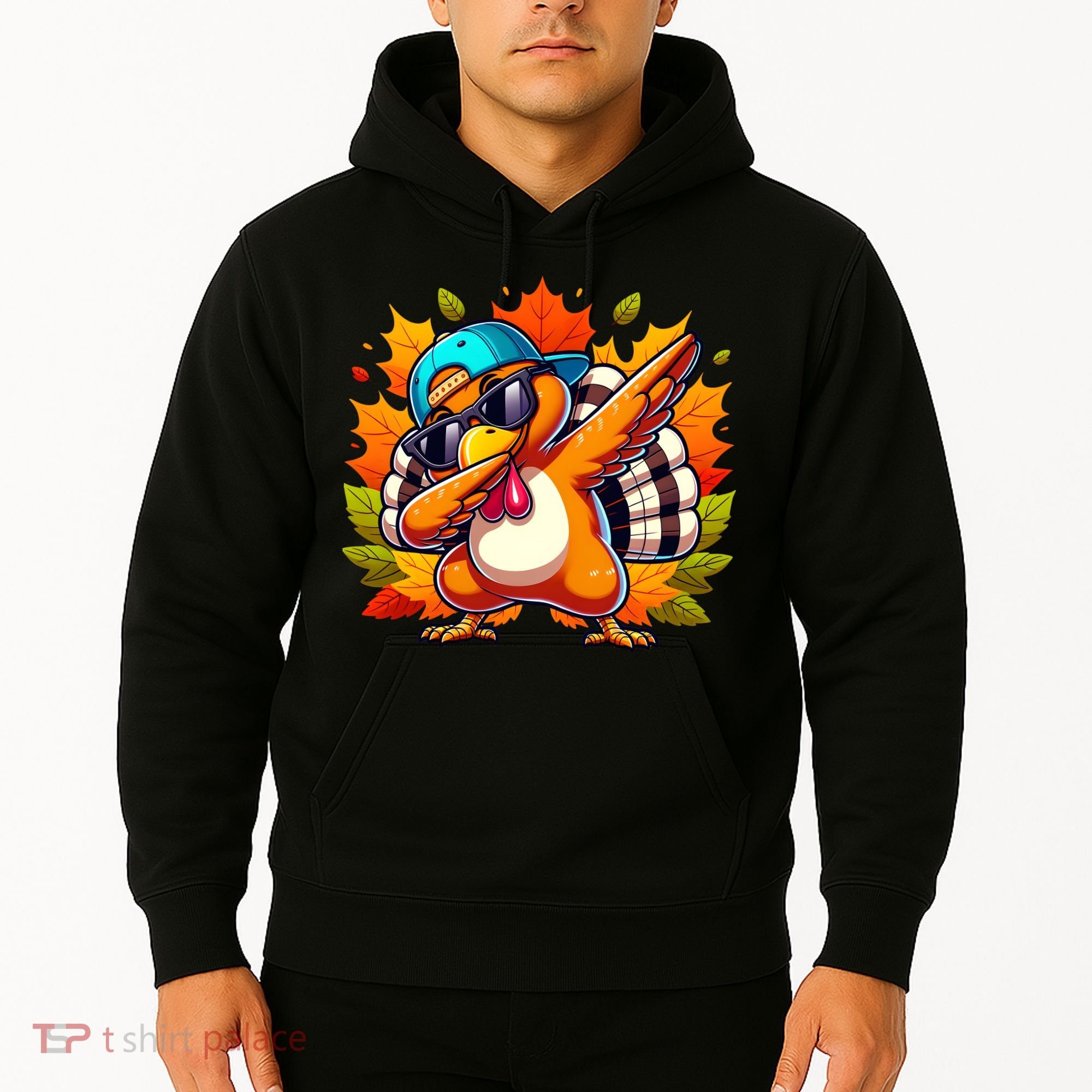 Cute Dabbing Thanksgiving Turkey Fall Vibes Hoodie
