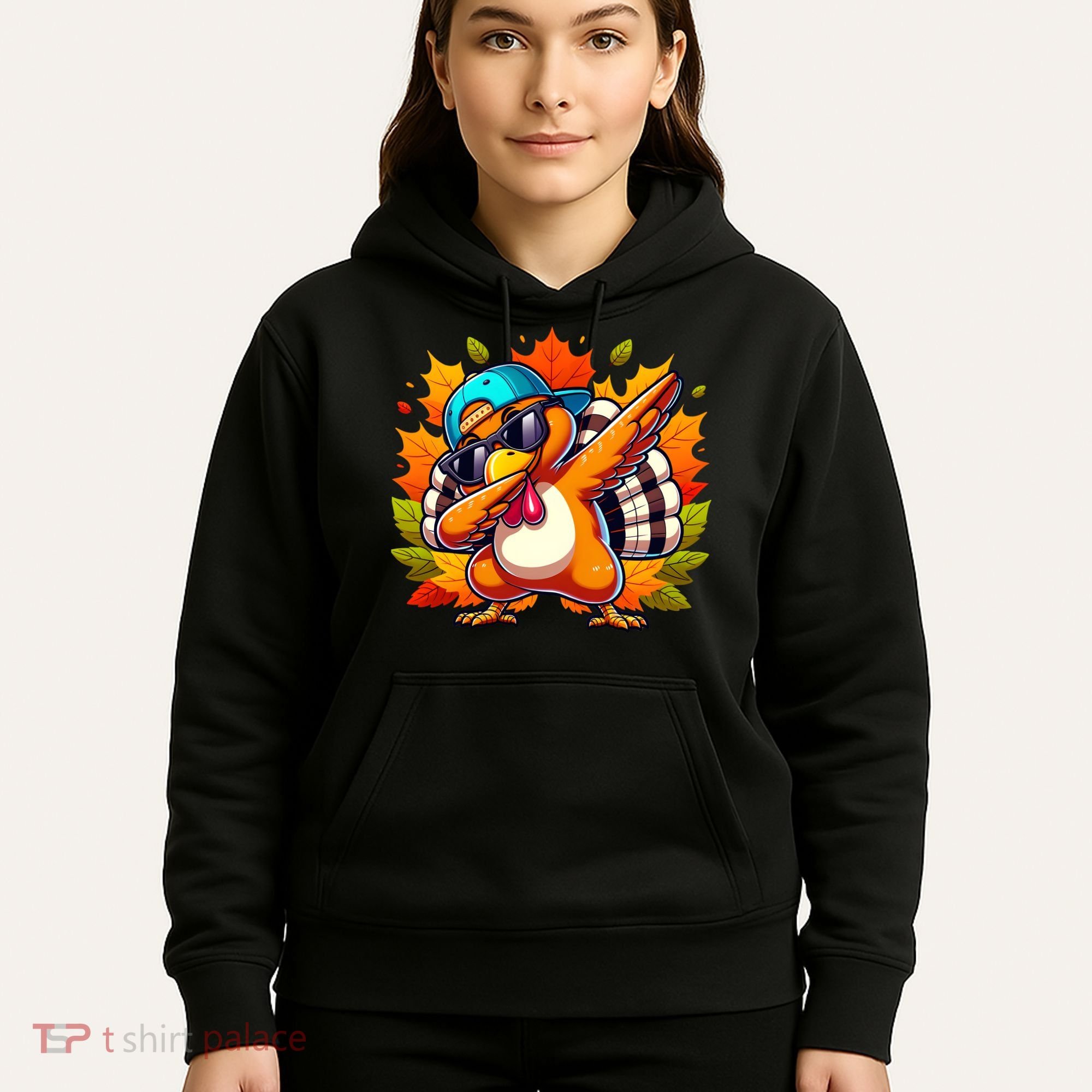 Cute Dabbing Thanksgiving Turkey Fall Vibes Hoodie