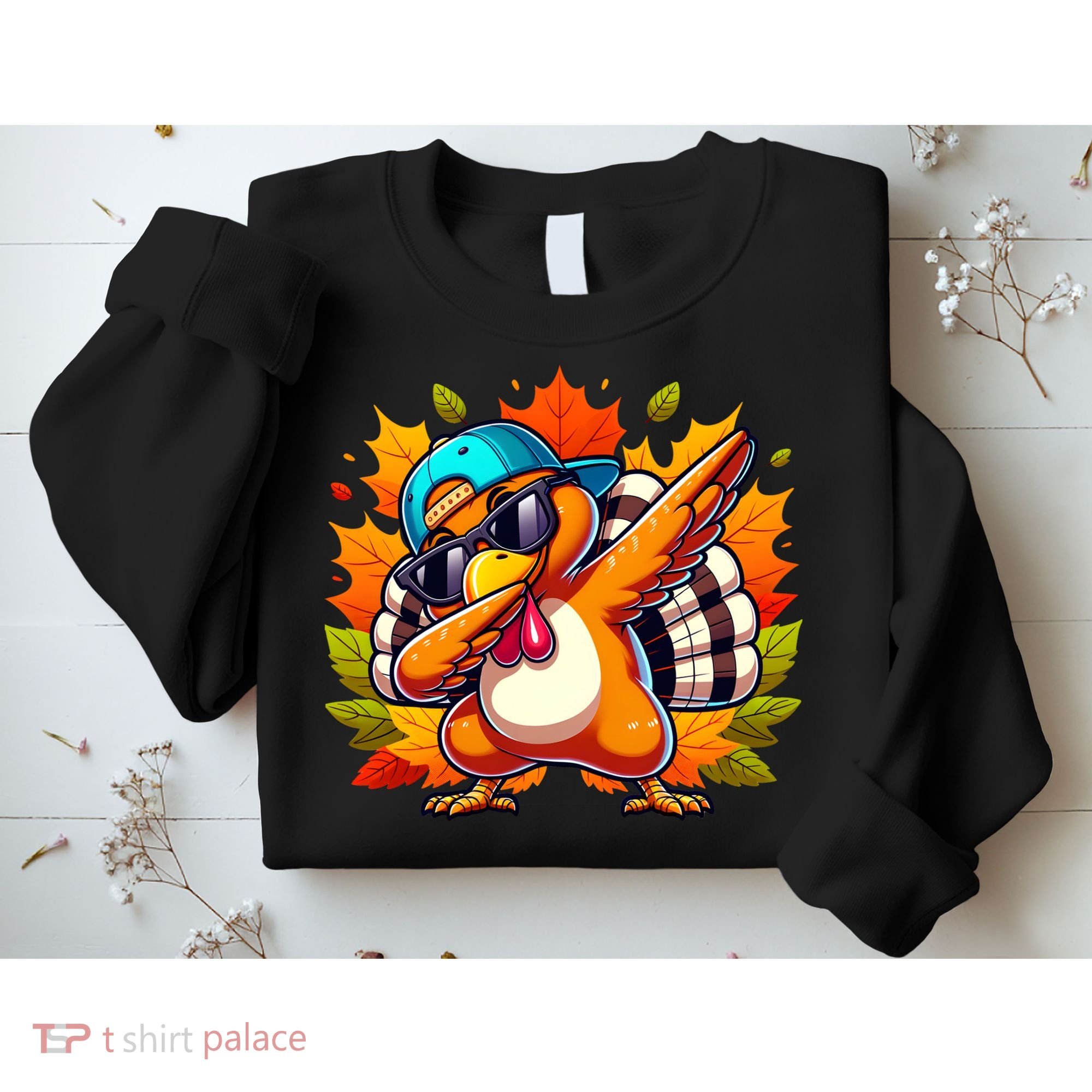 Cute Dabbing Thanksgiving Turkey Fall Vibes Sweatshirt