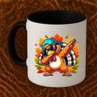 Cute Dabbing Thanksgiving Turkey Fall Vibes Coffee Mug thumb 2