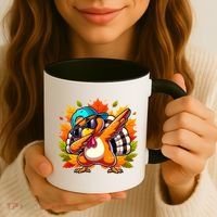Cute Dabbing Thanksgiving Turkey Fall Vibes Coffee Mug thumb 3