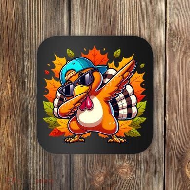 Cute Dabbing Thanksgiving Turkey Fall Vibes Coaster