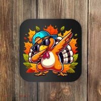 Cute Dabbing Thanksgiving Turkey Fall Vibes Coaster thumb 0
