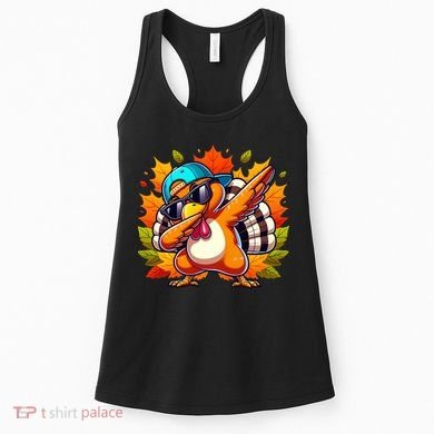 Cute Dabbing Thanksgiving Turkey Fall Vibes Women's Tank Top
