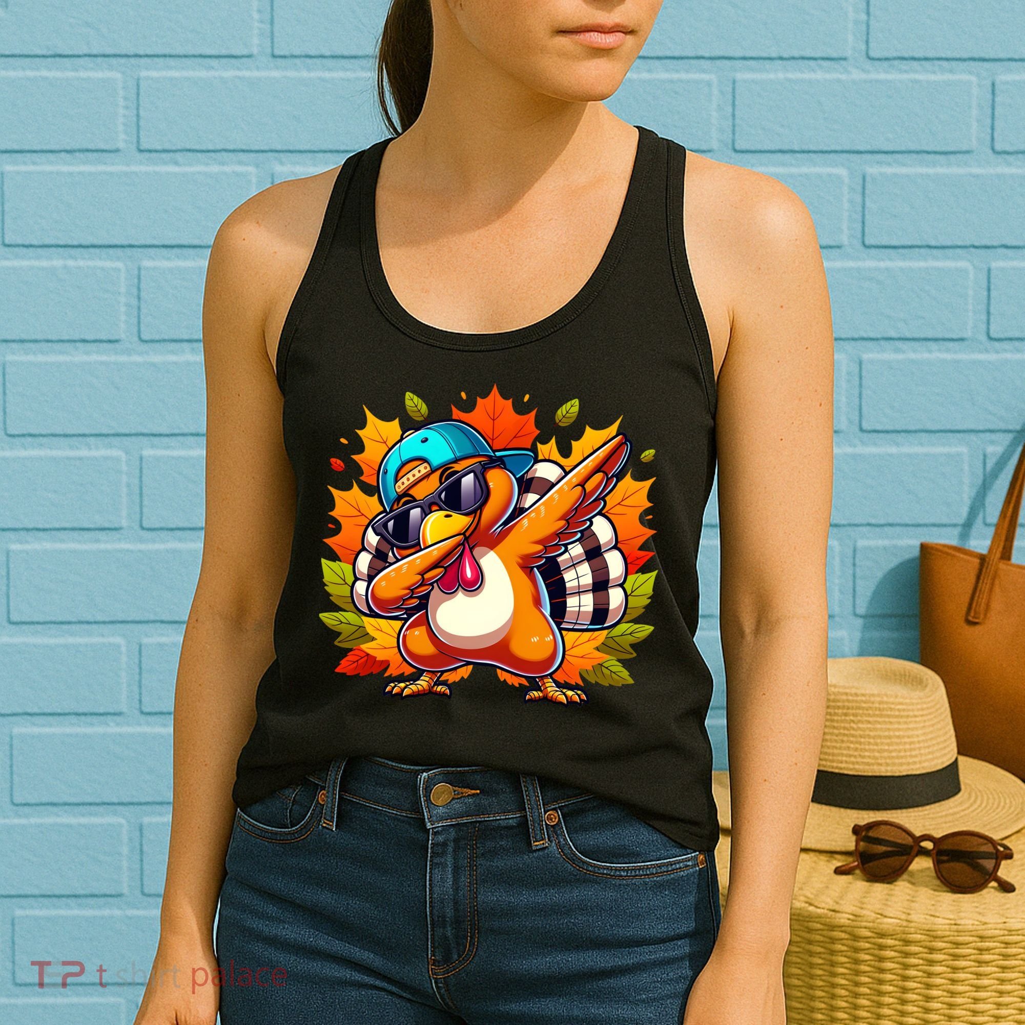 Cute Dabbing Thanksgiving Turkey Fall Vibes Women's Tank Top