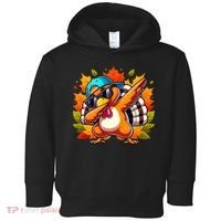 Cute Dabbing Thanksgiving Turkey Fall Vibes Toddler Hoodie thumb 0
