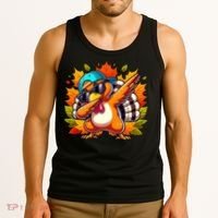 Cute Dabbing Thanksgiving Turkey Fall Vibes Tank Top thumb 3