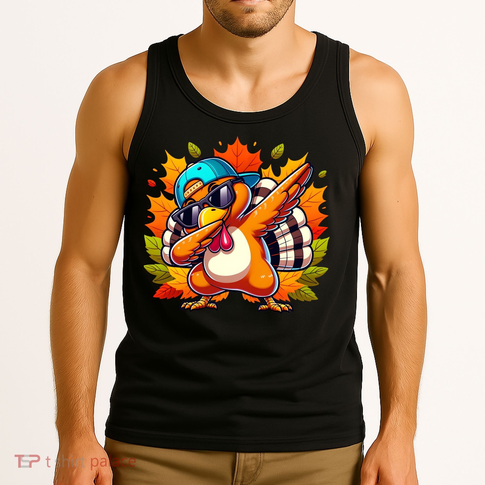 Cute Dabbing Thanksgiving Turkey Fall Vibes Tank Top