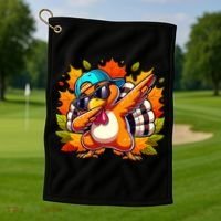 Cute Dabbing Thanksgiving Turkey Fall Vibes Golf Towel thumb 1