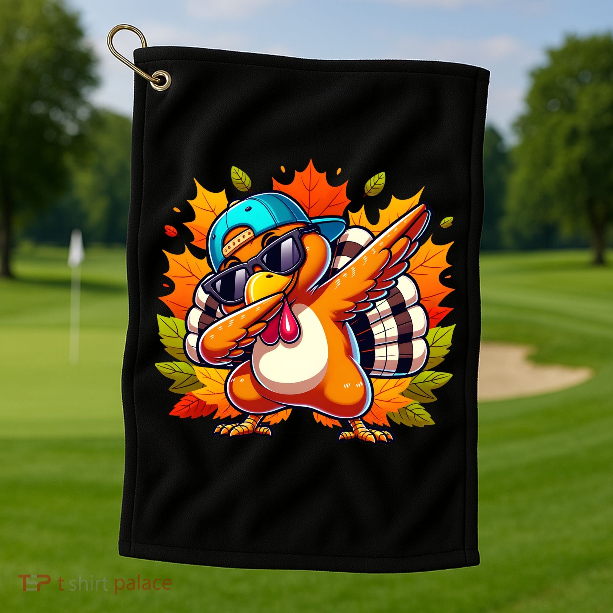 Cute Dabbing Thanksgiving Turkey Fall Vibes Golf Towel