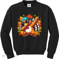 Cute Dabbing Thanksgiving Turkey Fall Vibes Kids Sweatshirt thumb 0