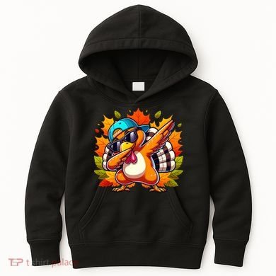 Cute Dabbing Thanksgiving Turkey Fall Vibes Kids Hoodie