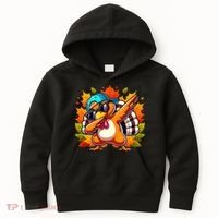 Cute Dabbing Thanksgiving Turkey Fall Vibes Kids Hoodie thumb 0