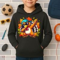 Cute Dabbing Thanksgiving Turkey Fall Vibes Kids Hoodie thumb 2