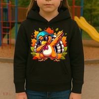 Cute Dabbing Thanksgiving Turkey Fall Vibes Kids Hoodie thumb 3