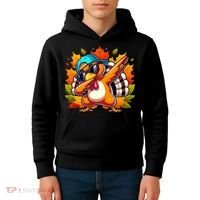 Cute Dabbing Thanksgiving Turkey Fall Vibes Kids Hoodie thumb 4
