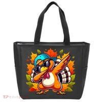 Cute Dabbing Thanksgiving Turkey Fall Vibes Tote Bag thumb 0