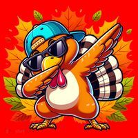 Cute Dabbing Thanksgiving Turkey Fall Vibes Santa Hat thumb 1