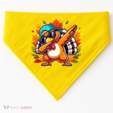 Cute Dabbing Thanksgiving Turkey Fall Vibes USA-Made Doggie Bandana