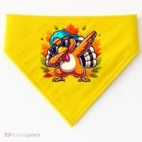 Cute Dabbing Thanksgiving Turkey Fall Vibes USA-Made Doggie Bandana thumb 0