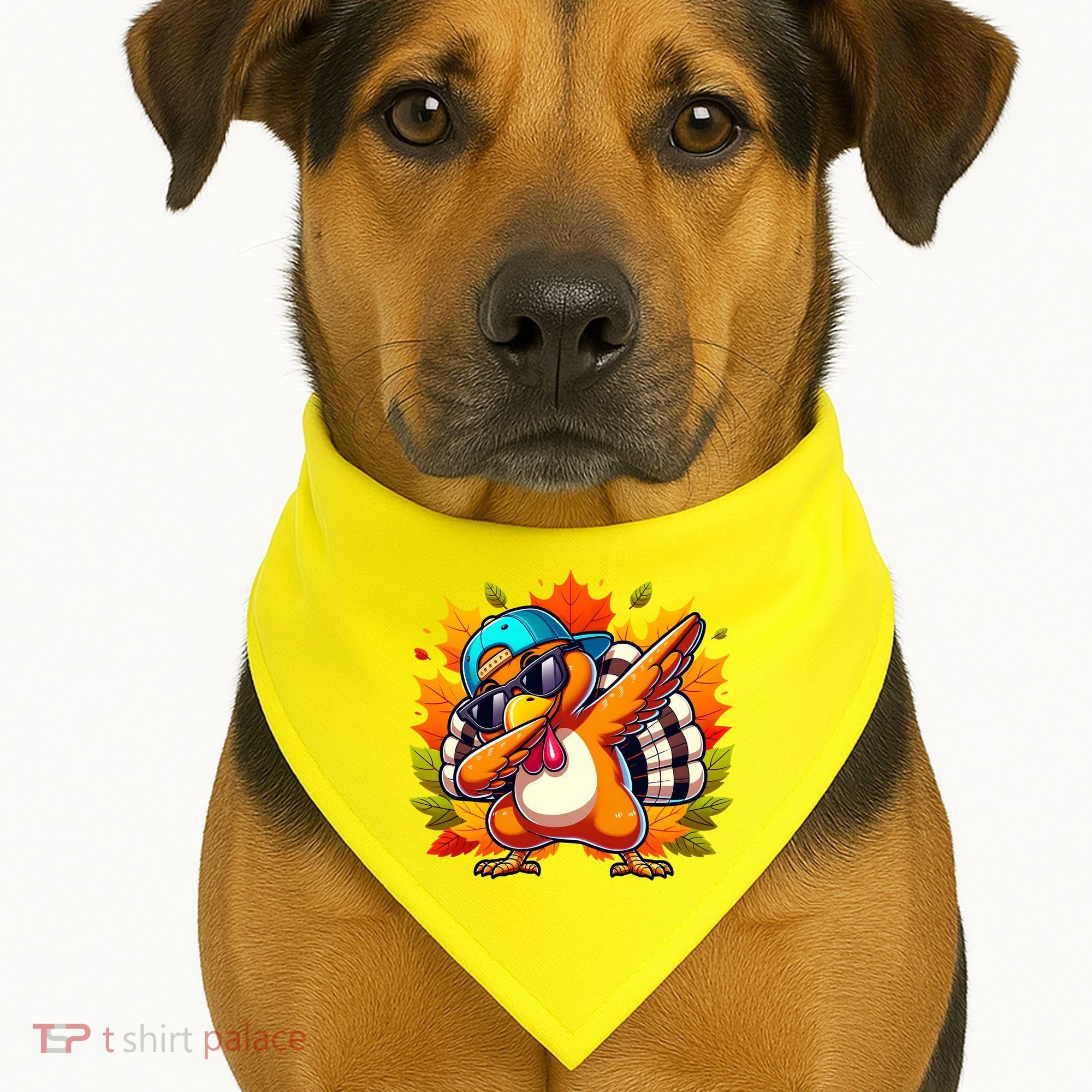 Cute Dabbing Thanksgiving Turkey Fall Vibes USA-Made Doggie Bandana