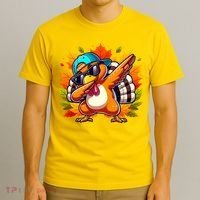 Cute Dabbing Thanksgiving Turkey Fall Vibes T-Shirt thumb 3