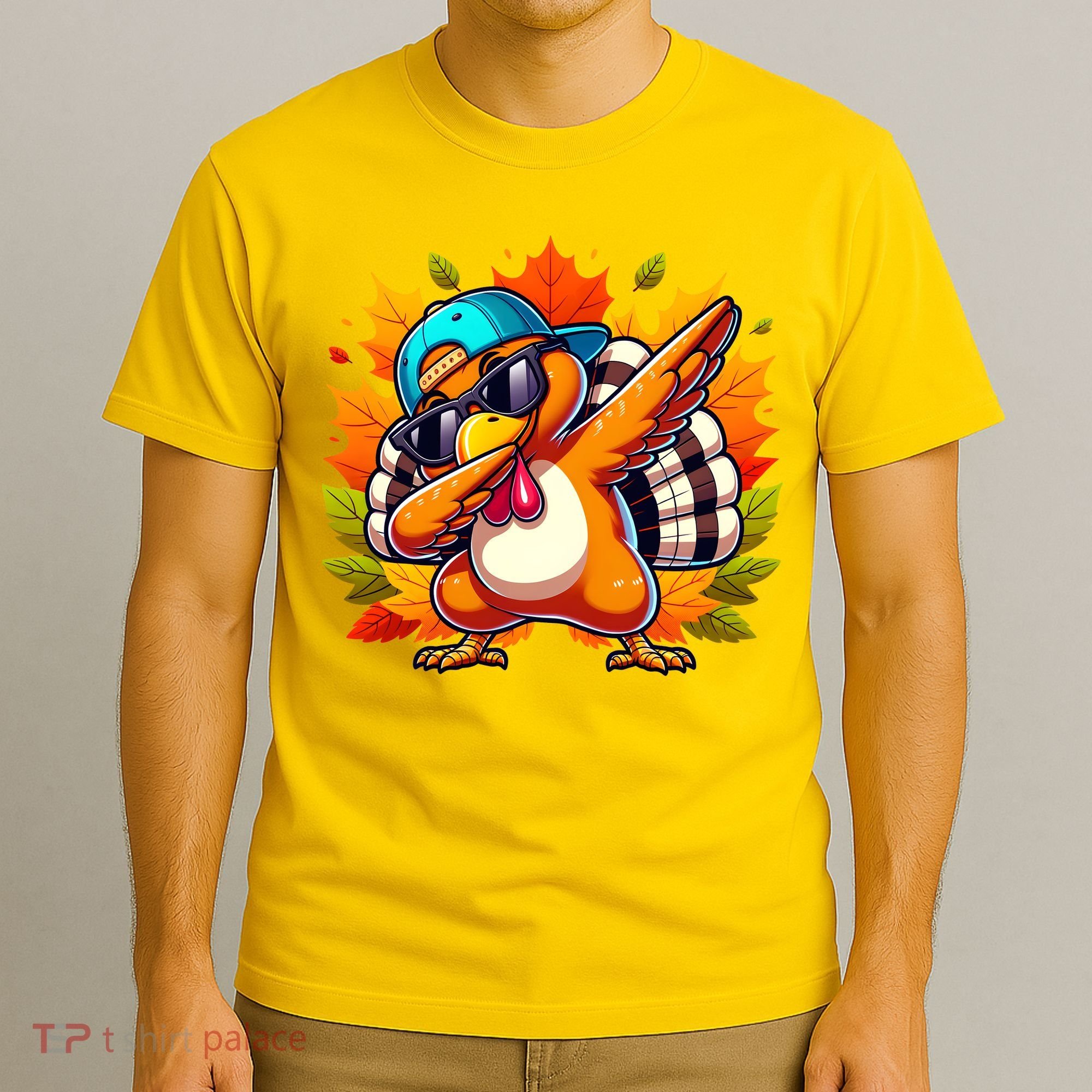 Cute Dabbing Thanksgiving Turkey Fall Vibes T-Shirt