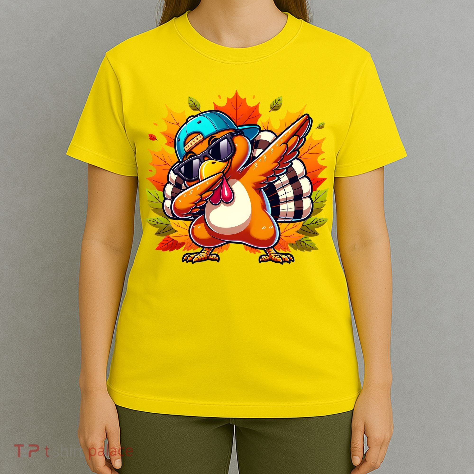 Cute Dabbing Thanksgiving Turkey Fall Vibes T-Shirt