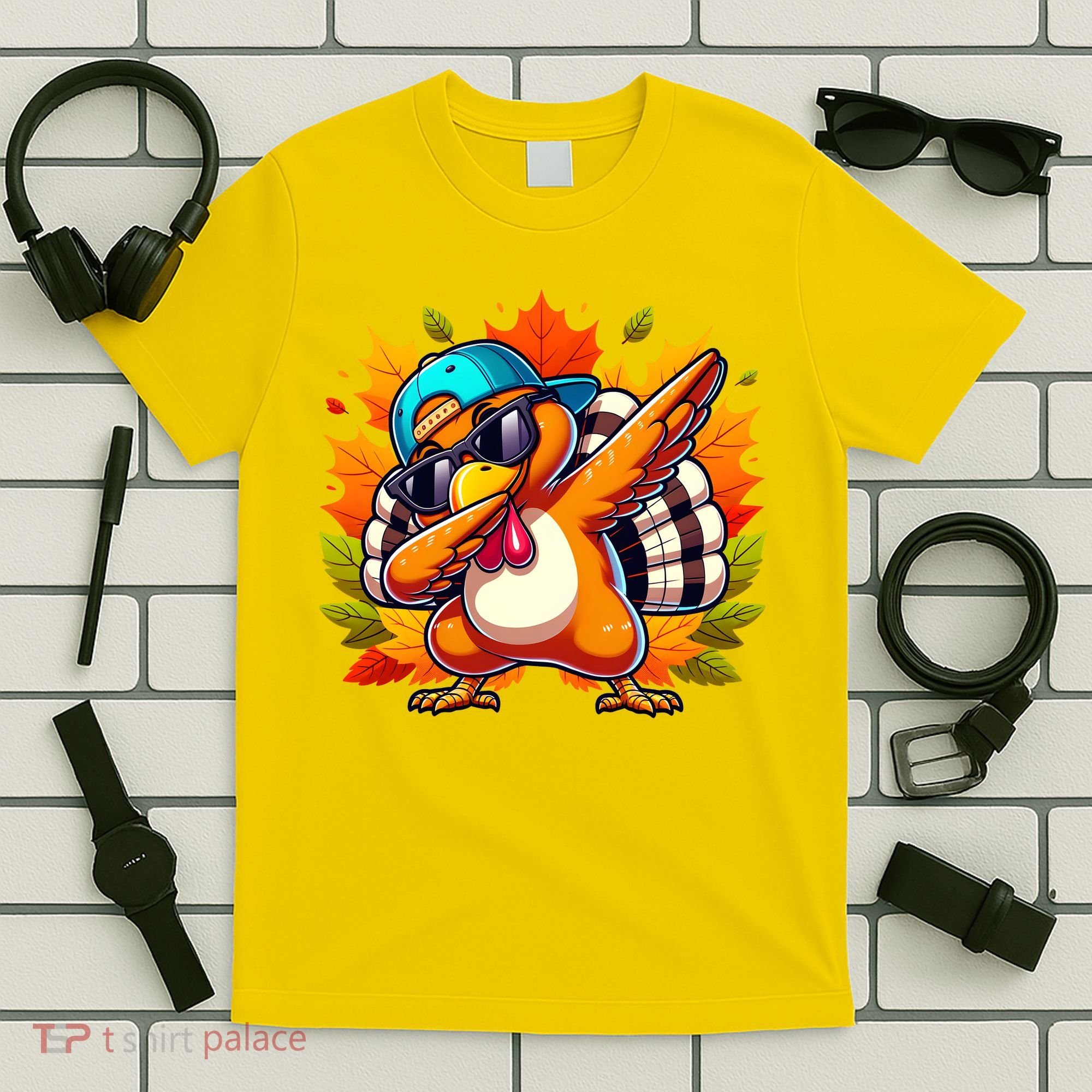 Cute Dabbing Thanksgiving Turkey Fall Vibes T-Shirt