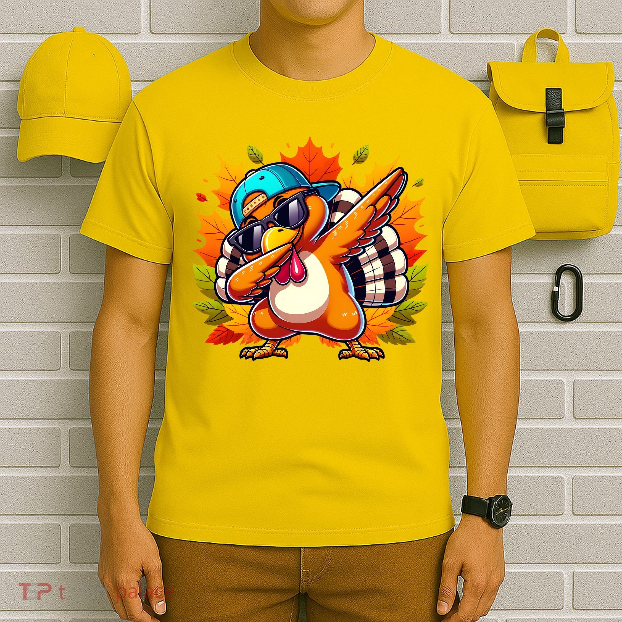 Cute Dabbing Thanksgiving Turkey Fall Vibes T-Shirt