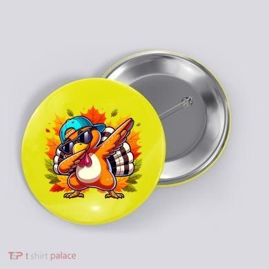 Cute Dabbing Thanksgiving Turkey Fall Vibes Button